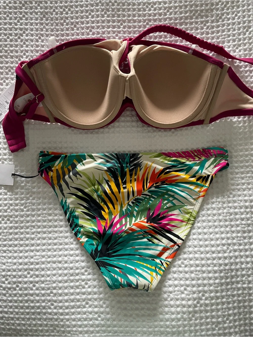 *New* Women’s Fuchsia Bikini Top with Tropical Print Bottom